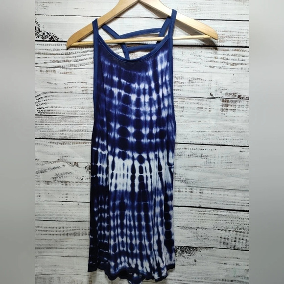 Sperry Tie Dye Swim Coverup Navy White size Small Ladderback Racerback Flowy - Picture 1 of 6